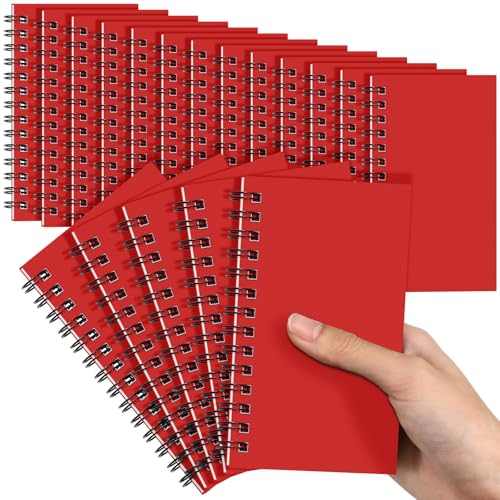 Jutom 18 Pcs Small Spiral Notebook Memo Pad 3x5, Red - color: Red