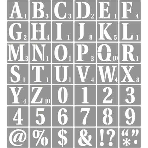 5 Inch Letter Stencils for Painting - 42 Pack Scrabble Alphabet Letters Numbers Templates with Signs for Painting, Reusable Scrabble Tiles Stencils for Chalkboard Wood Crafts & Wall Decor - size: 5 Inch