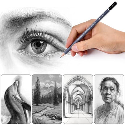 Brusarth Professional Sketch Graphite Pencils for Drawing Set,17 Pcs