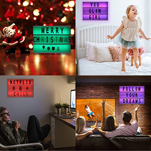 Cinema Light Box, A4 Size 16 Color Changing with 400 Letters Symbols(Black) - color: Black