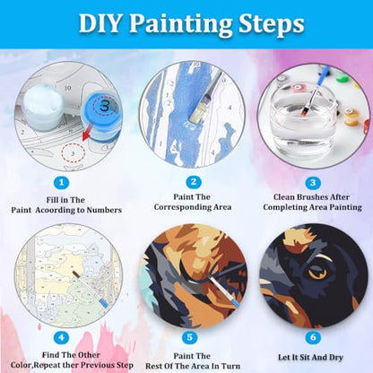 Artunion Framed Paint by Numbers Kit for Adults Beginners & Kids Ages 8-12,Rotweiler Dog Paint by Number with Frame,Dog Animal Paint by Numbers Kit on Canvas 10 * 10 Inch Without Easel - color: ZXT-374-F