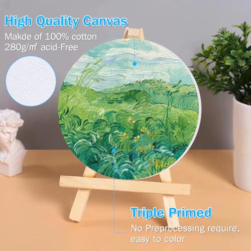 8 Pack Round 8 Inch Painting Canvas Panels | Suitable for Acrylic, Oil, Gouache, Tempera Paints and Various Wet Art Media, Ideal Art Supplies for Beginners and Painters