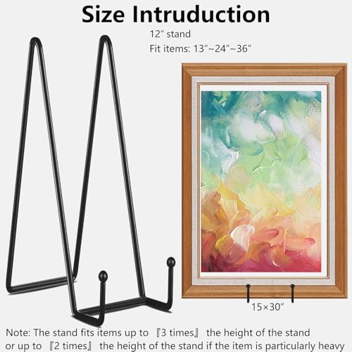 IBosins 5-Pack 12-Inch Plate Holder Display Stands Black Metal Frame Stand - color: Black, size: 12 Inch