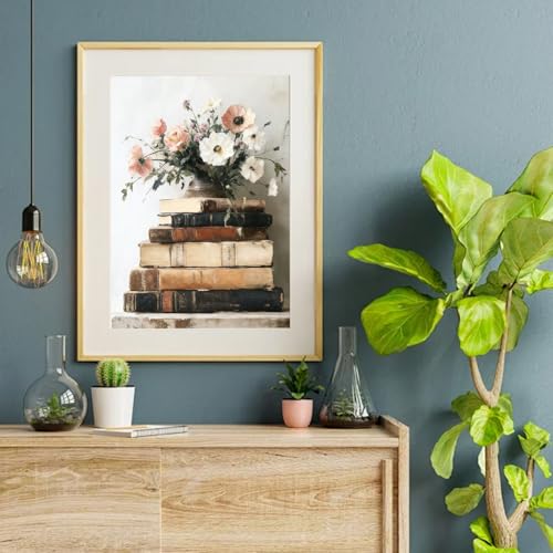 RYMILIE Diamond Art Kits for Adults Flowers and Books 12x16inch - color: DP03343