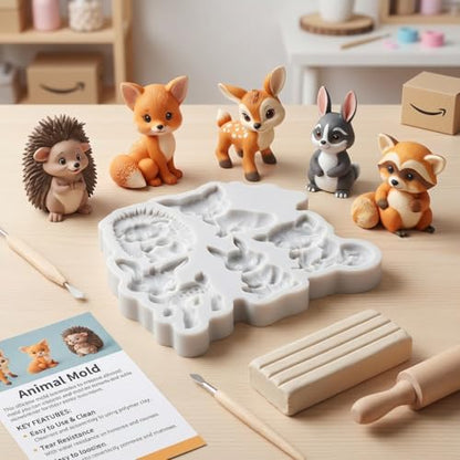 Animal Polymer Clay Mold Squirrel Fox Bear Silicone Molds - color: Style A