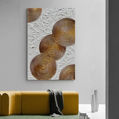 Art 45x30 inch Hand-Painted White and Tan Texture Oil Painting Large Modern Abstract Canvas Art Home Wall Decoration - color: Dn172