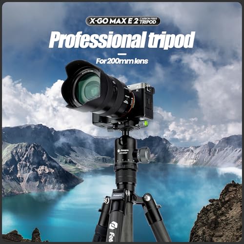 Fotopro 68" Carbon Fiber Travel Tripod, Heavy Duty Camera Tripod with Ball Head, Detachable Monopod with Quick Release Plate and Bag, Load up to 12KG/26lbs - color: Black, size: 68" Max (Carbon Fiber)