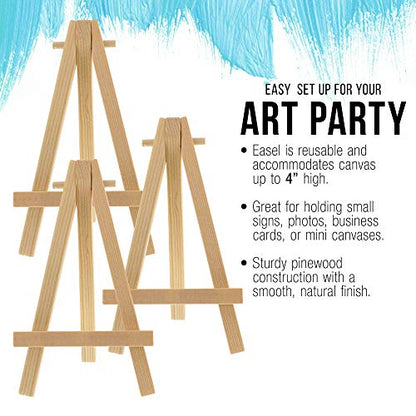 U.S. Art Supply 5" Mini Easel (24 Pack) - Natural Wooden A-Frame Tabletop Display Stand, Mini Easel Stand - Small Easels for Display, Small Canvases, Crafts, Business Cards, Signs, Photos, Gifts