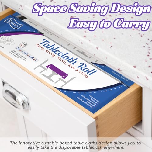 Plastic Table Cover Roll Disposable Tablecloth: 54in X 120ft Table Covers Plastic Table Cover Roll with Easy Slide Cutter Plastic Table Cloths for Parties Disposable-Purple (Pack of 2) - color: Purple, size: 1440" x 54" (Rectangular) (Pack of 2)