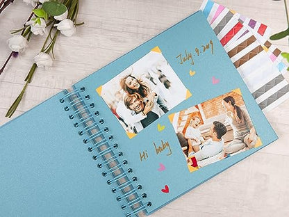 potricher 8 x 8 Inch DIY Scrapbook Album 80 Pages with Kraft Paper, Blue - color: Blue, size: 8 Inch 80 Pages