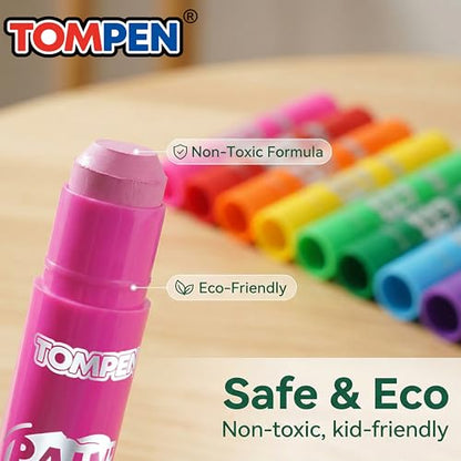 Tempera Paint Sticks for Kids & Artists,72 Pack 12 Vibrant Color | Non-Toxic,Quick Drying,Rainbow Colors,Washable Solid Paint Crayons,Ideal for Kids School Classroom Art Projects & DIY Crafts