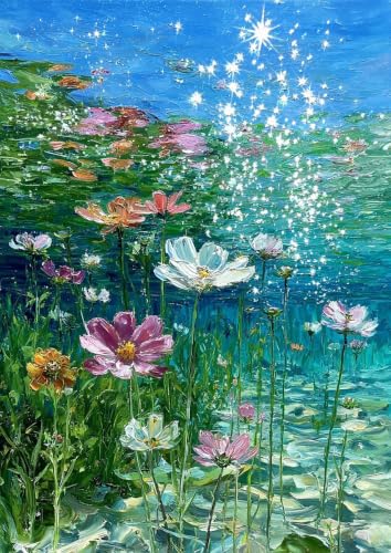 ZRIZQ Paint by Numbers Kit for Adults Beginner,Flower in Water,16x20 | Full set with wooden brushes,rolled canvas,rich paints.Calming activity.Beginner friendly.Just open and paint. - color: 16"X20"Rolled Canvas-Flower in Water