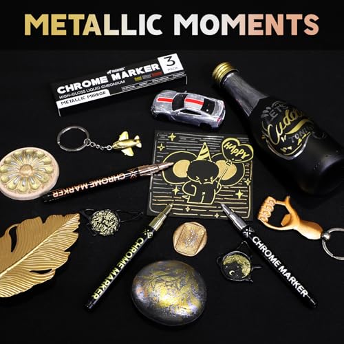 Pagather Chrome Paint Markers, Gold Silver Bronze Permanent Mirror Pens