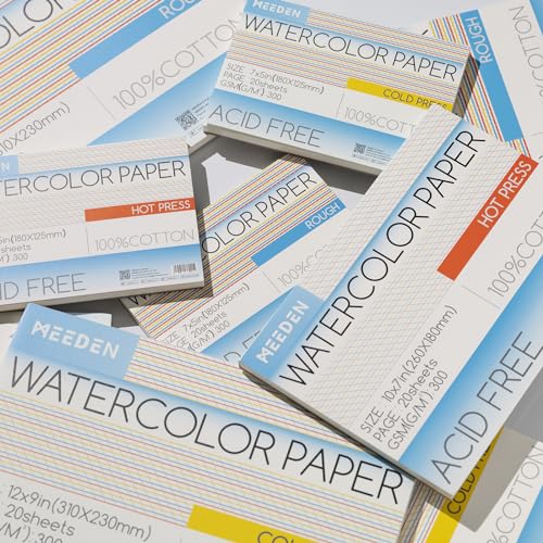 MEEDEN Cotton Watercolor Paper Block: 15" x 10" Rough Grain of 20 Sheets - color: Rough Grain, size: 10×15"