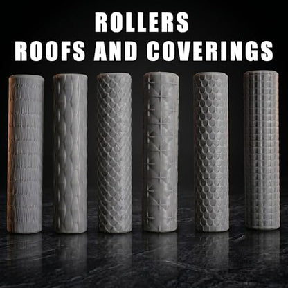 6 Pcs Texture Rollers for Modeling Clay & Miniatures - Roofs & Coverings Patterns (Shingles, Thatch, Tiles) for Dioramas, Tabletop RPG Terrain & Hobby Crafting