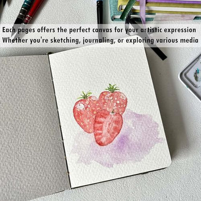 tumuarta Watercolor Sketchbook,140 LB, 300GSM, 100% Cotton, Cold Press - color: Purple, size: 6"x6"