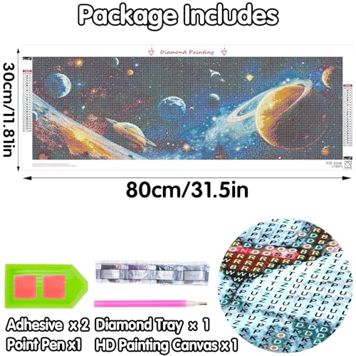 Yomiie 5D Large Diamond Art Kits for Adults, Planet Diamond Painting Art Cosmos DIY Full Round Drill Kits, Embroidery Rhinestone Diamond Crystal Craft Canvas Home Wall Decor 31.5x11.81 inch - color: Cosmic Symphony
