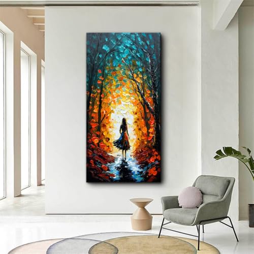Alenoss Hand Painted Modern Oil Paintings on Canvas Wall Art | Vertical Abstract Wall Art, Textured Wall Painting For Living Room Bedroom - color: AL-B104