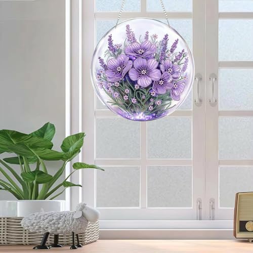 RYMILIE Hanging Diamond Art Kits for Adults Flowers 8x8inch - color: DP03340