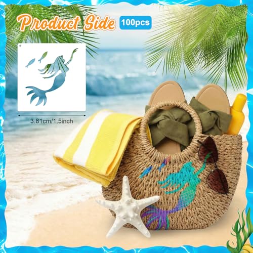 Fainne 100 Pcs 1.5 Inch Marine Life Theme Small Stencils for Crafts | Reusable Painting Stencils for Wood Wall Card Making Scrapbooking Journaling, Portable Craft Templates - style: Marine Life