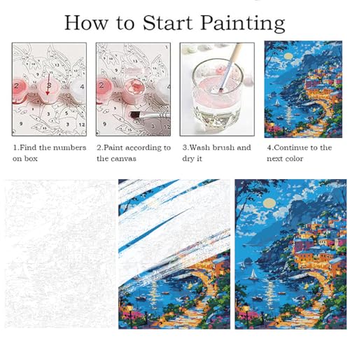 ZRIZQ Landscape Paint by Numbers Kit for Adults Beginner,16x20 | Full set with wooden brushes,rolled canvas,rich paints.Calming activity.Beginner friendly.Just open and paint. - color: 16"X20"Rolled Canvas-Landscape 6