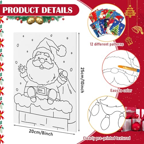 Tinlade 12 Pcs Pre Drawn Canvas for Painting Stretched,Christmas Style - size: Christmas Style