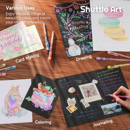 Shuttle Art Pastel Gel Pens, 24 Pastel Milky Colors Gel Pen for Black Paper, Adults Coloring Books Drawing Doodling Crafts Scrapbooking Journaling - color: 24 Pack Pastel Tone