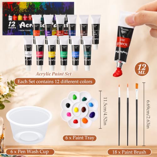 Cholemy 6 Set Paint and Sip Kit for Adults 8"x 10" Pre Drawn Canvas Painting with Wooden Easel Acrylic Paint Wash Cup Brushes Palette Apron for Painting DIY Adult's Date Party Supplies(Flower Lady) - style: Flower Lady