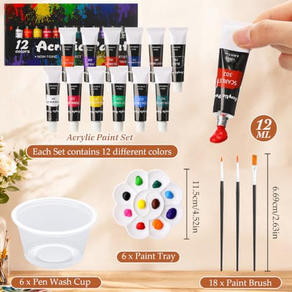 Cholemy 6 Set Paint and Sip Kit for Adults 8"x 10" Pre Drawn Canvas Painting with Wooden Easel Acrylic Paint Wash Cup Brushes Palette Apron for Painting DIY Adult's Date Party Supplies(Flower Lady) - style: Flower Lady