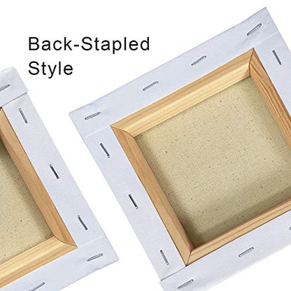 PHOENIX Small Stretched Canvas for Painting 5x5 Inch/8 Value Pack, 8 Oz Triple Primed 5/8 Inch Profile 100% Cotton White Blank Canvas, Square Framed Canvas for Oil Acrylic & Pouring Art - size: 5"x5", style: Studio Set (8 Oz.)
