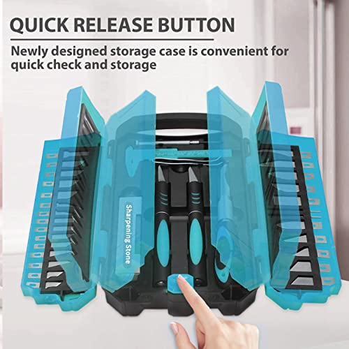 MANUFORE 34pcs Large Exacto Knife Set Craft Precision Knife Set Blue - color: Blue