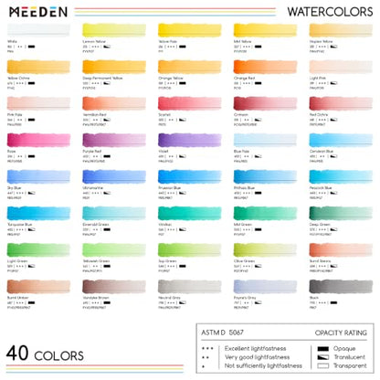 MEEDEN Professional Watercolor Paint Set: 40 Colors Semi-Moist Sets - color: 40 Colors
