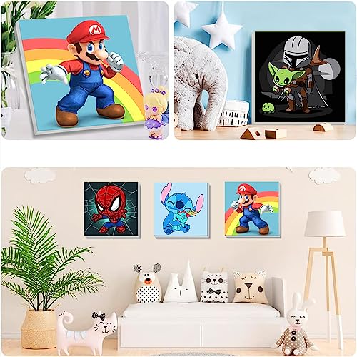 KOJEFCV 4 Pack Cartoon Paint by Number for Kids with Wooden Frame - color: MT10713+MT10714+MT11041+MT11279
