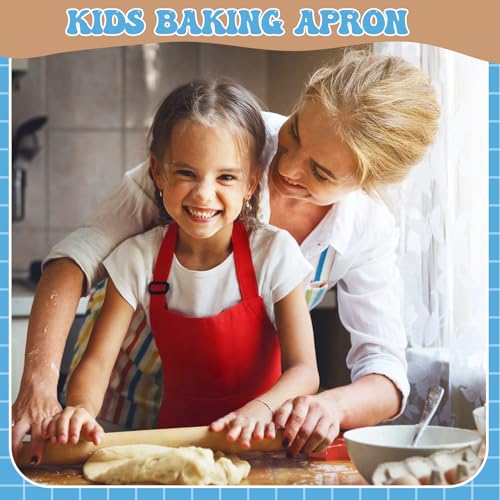 3 Pack Kids Apron for Cooking Adjustable Kids Chef Aprons | Kitchen Funny Aprons with Pockets for Boys Girls Toddler Painting Baking Artist Apron - color: Solid Color