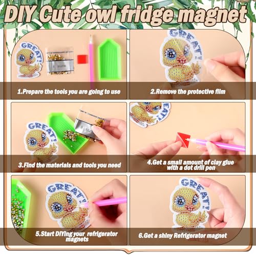 Xuhal 30 Pcs Positive Diamond Painting Magnets Diamond Art Kits for Adults | Inspirational Animal Refrigerator Magnets, 5D Rhinestone Fridge Magnetic Sticker, Diamond Club Gifts, Small DIY Crafts - color: Inspirational