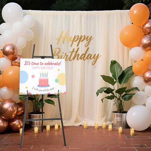 Black Easel Stand for Sign, 4-Tier Display Easel with Adjustable Chain | Heavy Duty Art Easel for Painting, Wedding Sign, Party, Posters & Commercial Display