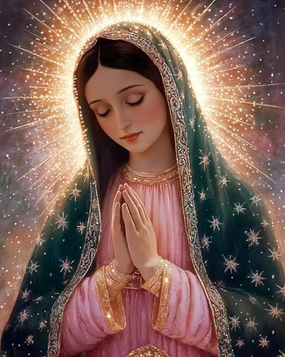 MIRCVSH Virgin Mary Paint by Numbers Kit for Adults,Oil Painting Art by Number Kits for Adult Beginners,DIY Acrylic Paintworks Art Craft for Home Wall Decor Without Frame 16x20 Inch. - color: MT22559