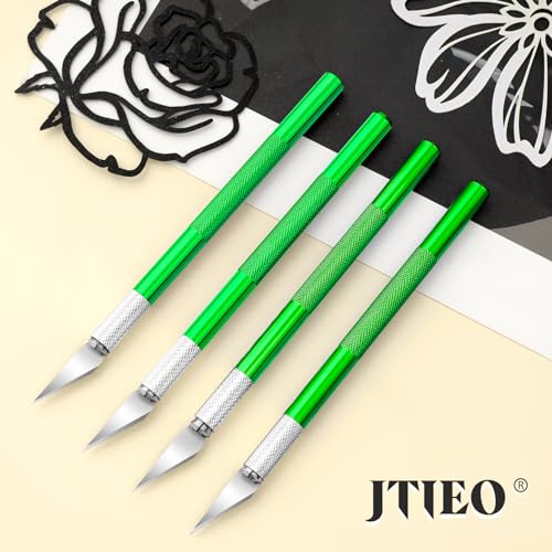 JTIEO Exacto Knife,Hobby Knife,74 Pack with 4 Upgrade Sharp Hobby Knives and 70 Spare Exacto Knife Blades for Art, Scrapbooking (Green) - color: Green
