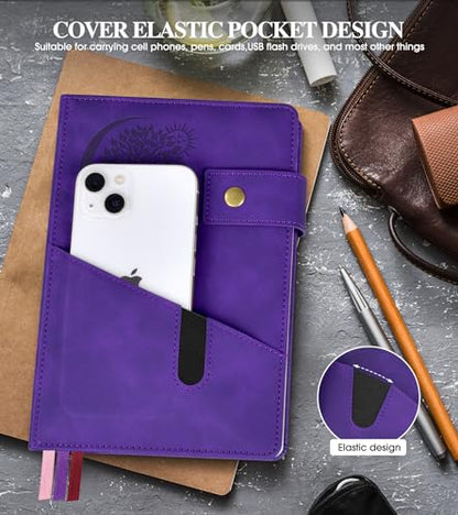 PAIBAS Blank Journal Notebook, A5 Hardcover Leather Sketchbook with 200 Pages Thick Blank Paper for Men Women, Unlined Drawing & Writing Journal, 5.9" x 8.4" Plain Notebook (purple) - color: Purple, size: Blank Page