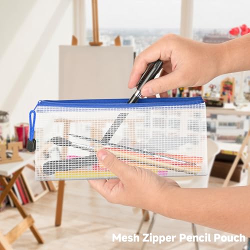 4 Pcs Art Portfolio Bag, 2 Pcs (25.31'' x 18.77'') Artwork Posters Storage Supply Bag and 2 Pcs (9.44'' x 4.33'') Small Mesh Zipper Pouch for Bulletin Board, Poster, Scrapbook, Brushes, Pencil