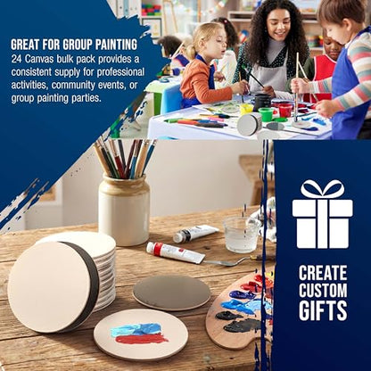 U.S. Art Supply Mini Magnetic Canvas Panels, 24 Pack, 4 Inch Round - size: 4"