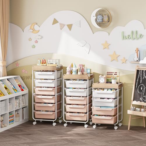 SYKIARIOL Rolling Craft Storage Cart with 4 Drawers,Kids Art Cart,Pearl - color: Pearl, size: 4-Drawer