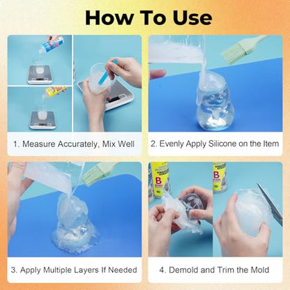 JDiction Brush-On Silicone Mold Making Kit, 10-15 Minutes Fast Cure Silicone Rubber, 20OZ Super Elastic Liquid Mold Making Silicone for Casting Resin Molds & Silicone Molds - size: 20oz