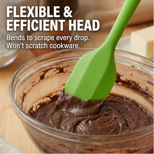 8-Piece Small Silicone Spatula Set, 8.5" Heat Resistant Scrapers | Seamless 8.5-inch small rubber scrapers for baking and mixing. One-piece hygienic design. Dishwasher safe. 8-color set