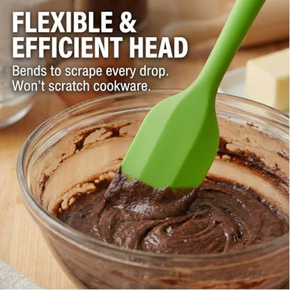 8-Piece Small Silicone Spatula Set, 8.5" Heat Resistant Scrapers | Seamless 8.5-inch small rubber scrapers for baking and mixing. One-piece hygienic design. Dishwasher safe. 8-color set