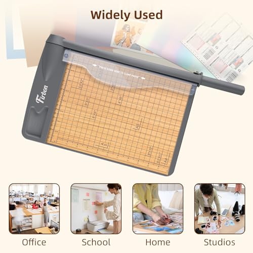 Firbon 12 Inch Wood Guillotine Paper Cutter, Heavy Duty Paper Trimmer | 12-Sheet Capacity | Stable Wood Base| Precision Dual Scales | Paper, Cardstock & Photo Trimmring| Office & Home Use