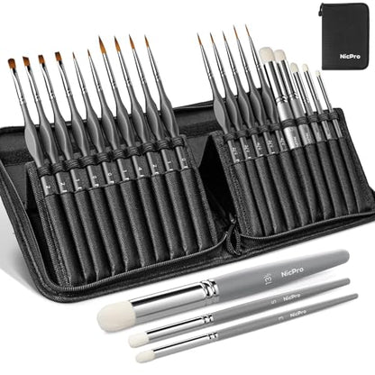 Nicpro 22 PCS Miniature Paint Brushes & Dry Brush, Model Paint Brush Set - size: 20 PCS