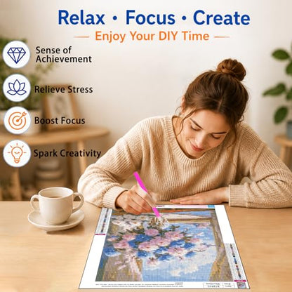 AUKELHJ Flowers Diamond Art Kits for Adults, Diamond Painting, 12x16 Inch - color: 08-Flowers