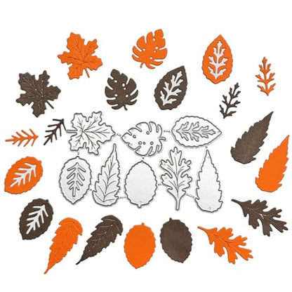Patterned Leaves Cutting Dies Maple Leaf Metal Die Cuts Christmas Pine Leaves Embossing Stencils for Card Making Crafts Scrapbook Album Paper Decor - style: Leaves