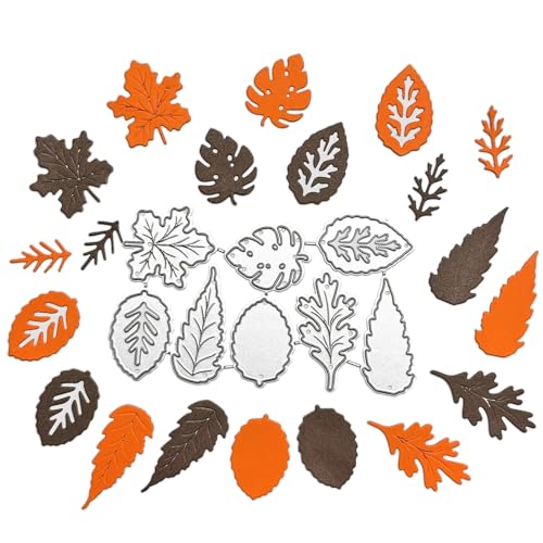 Patterned Leaves Cutting Dies Maple Leaf Metal Die Cuts Christmas Pine Leaves Embossing Stencils for Card Making Crafts Scrapbook Album Paper Decor - style: Leaves